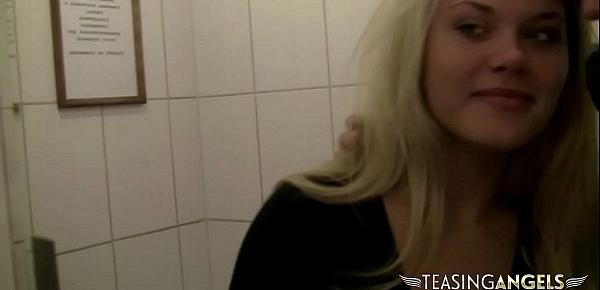  Naughty blonde flashes her ass in public while her boyfriend films